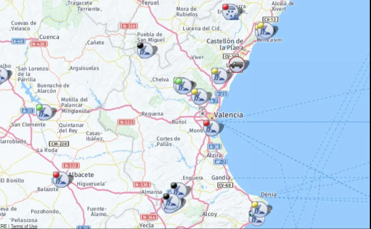 Consumir mudo historia Borrasca Gloria | Listado de carreteras cortadas en Valencia, Alicante y  Castellón por el temporal | Las Provincias