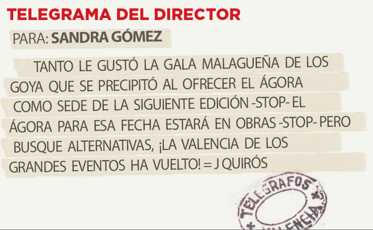 Telegrama para Sandra Gómez