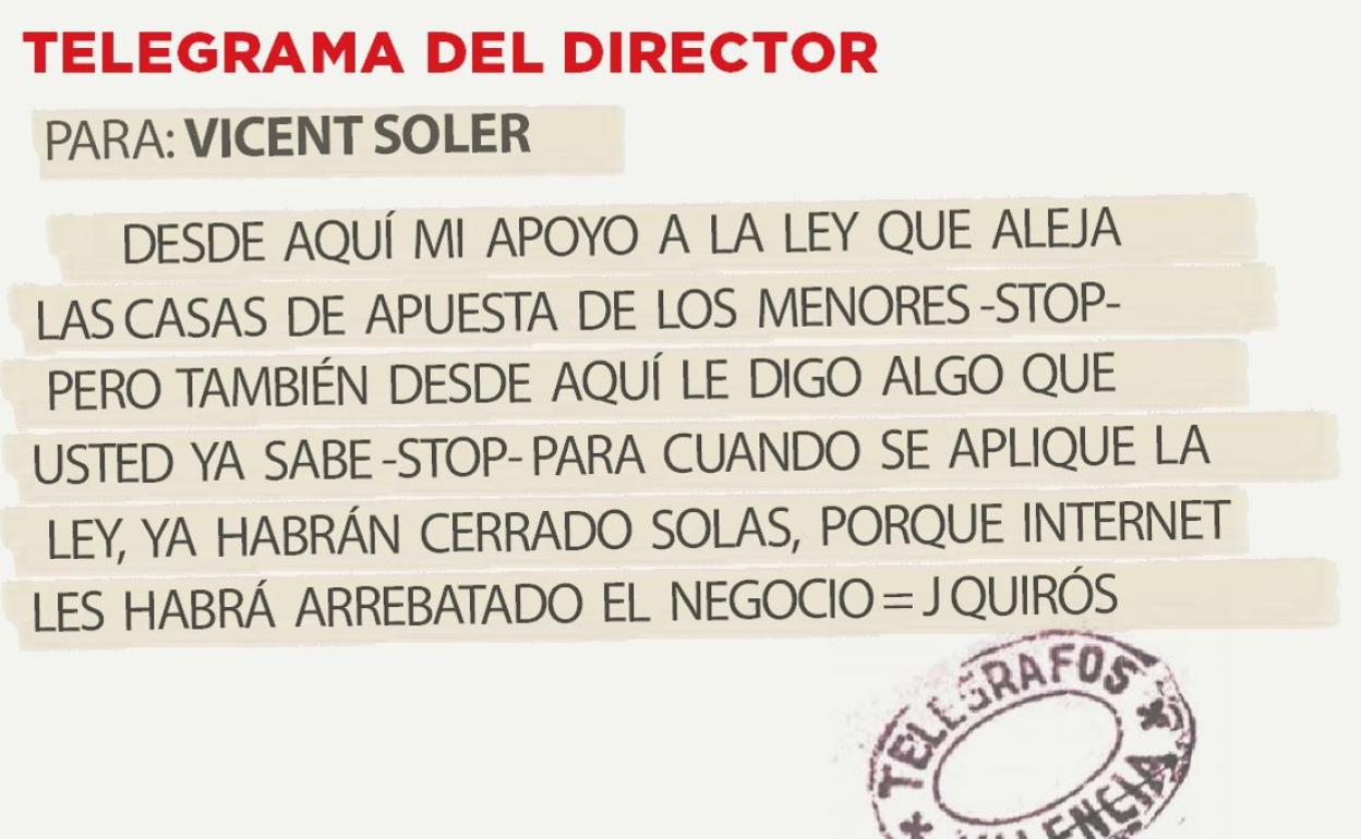 Telegrama para Vicent Soler