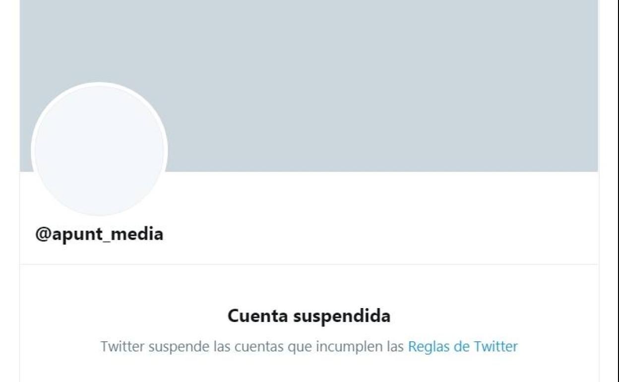 La cuenta de À Punt Media, suspendida por Twitter.