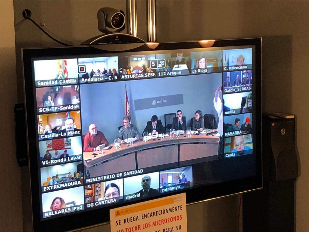 Representantes autonómicos, en el consejo interterritorial de ayer por videoconferencia. lp