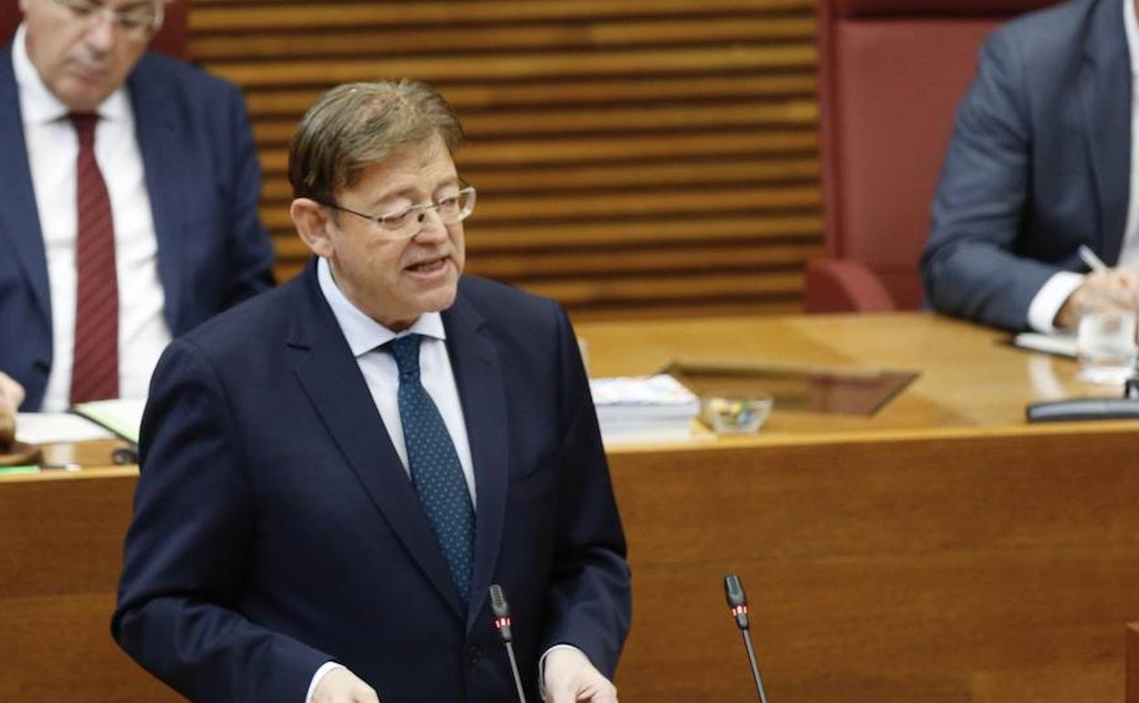 El president de la Generalitat, Ximo Puig, durante su intervención en el pleno de Les Corts Valencianes