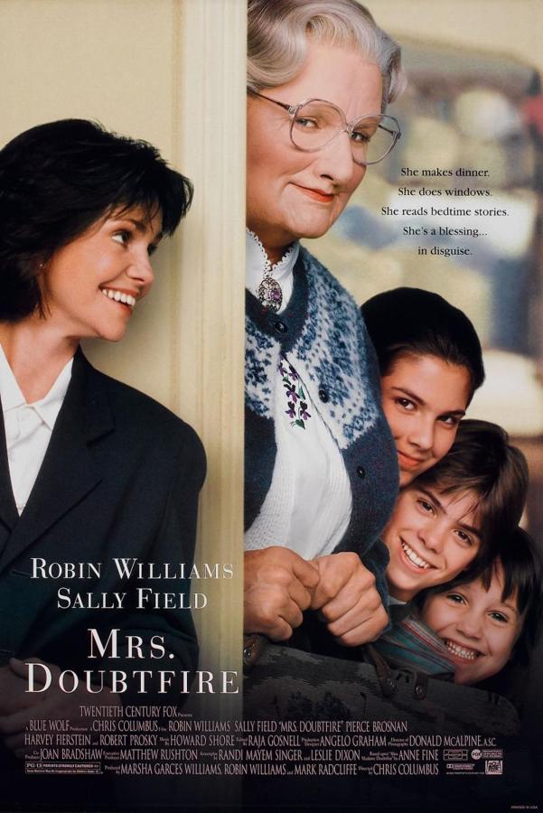 46. 'Señora Doubtfire' (1993). Un clásico de los 90 para toda la familia protagonizado por Robin Williams. Un padre recién divorciado se hará pasará por niñera para seguir viendo a sus hijos.