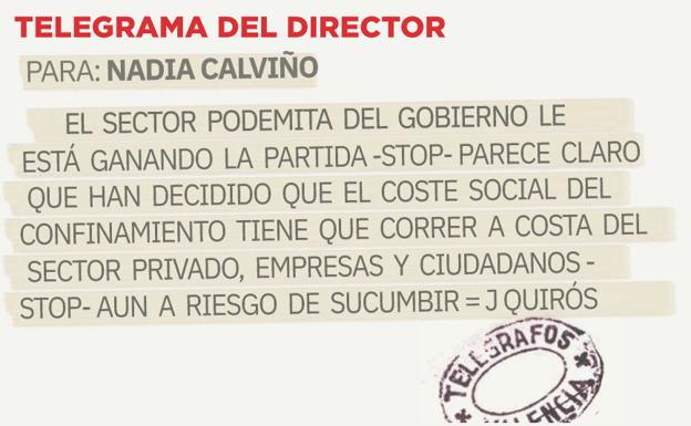 Telegrama para Nadia Calviño