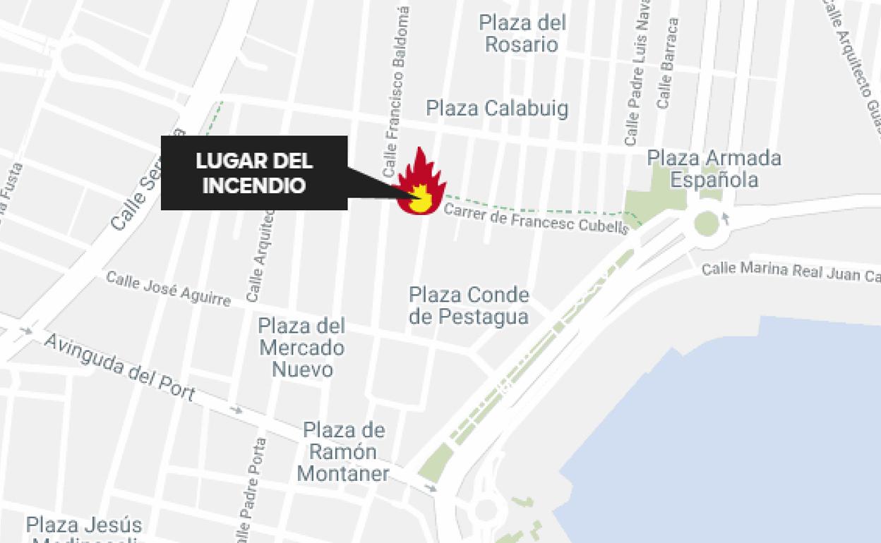 El incendio ha tenido lugar en una vivienda de la calle Francisco Cubells de Valencia. 