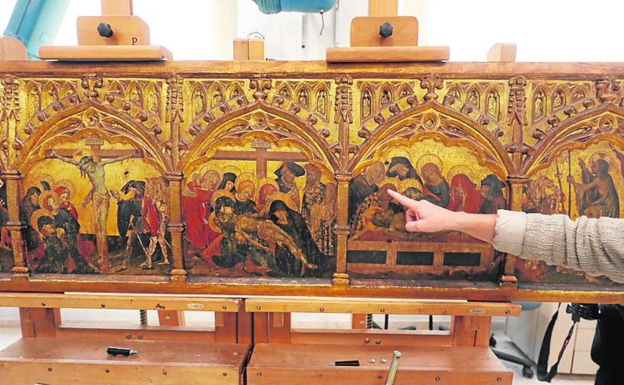 La predela del retablo del Centenar de la Ploma, en Valencia. 