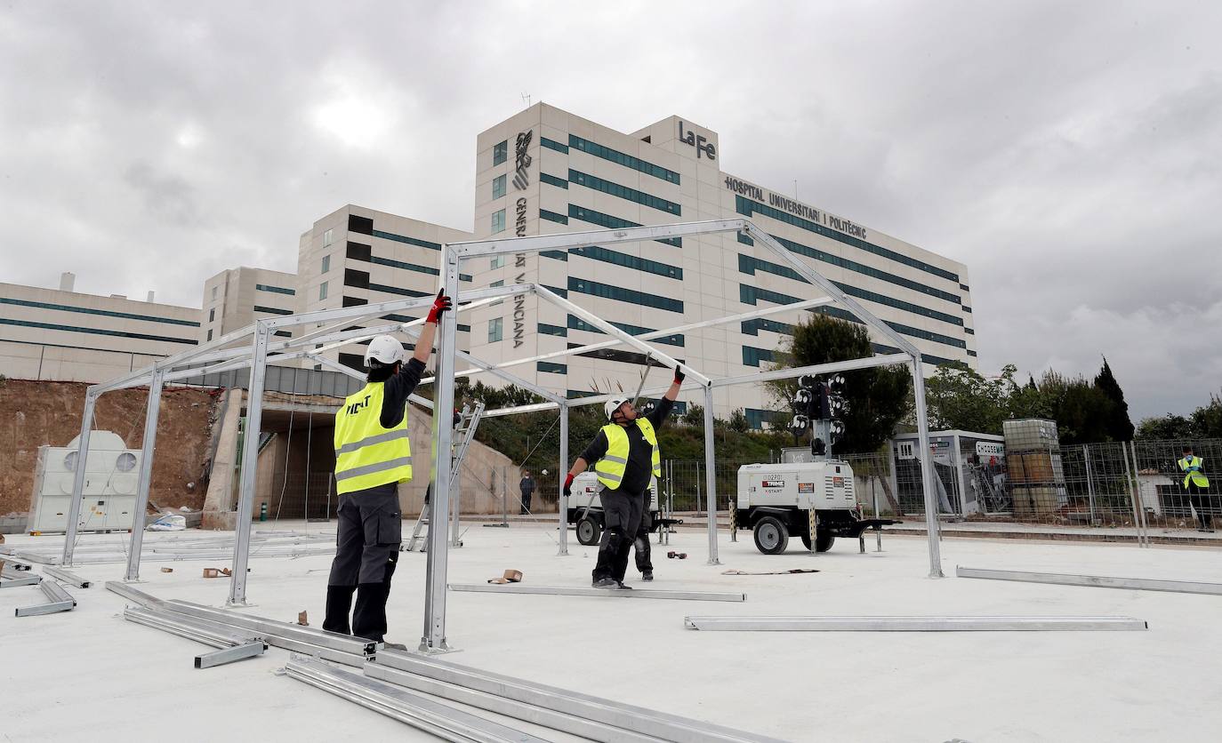 La crisis sanitaria de carácter mundial causada por el Covid-19 está desbordando el sistema hospitalario. El edificio, que se está construyendo junto al hospital La Fe, tendrá 500 camas.