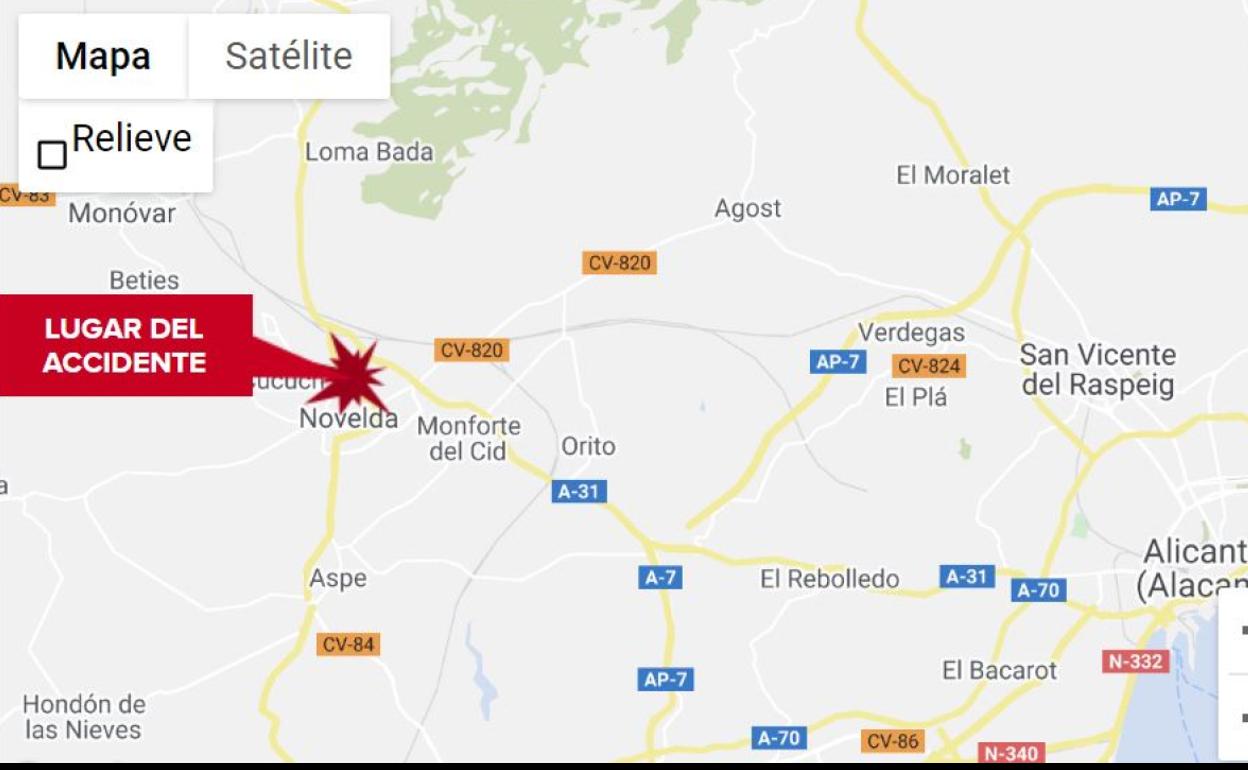 Zona donde se produjo el accidente en Novelda.
