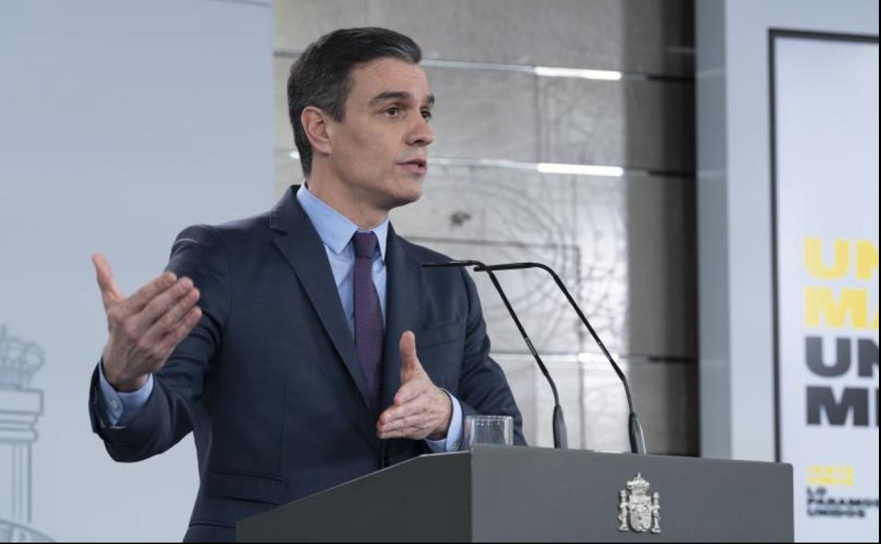 El presidente del Gobierno, Pedro Sánchez, durante una de sus comparecencias.