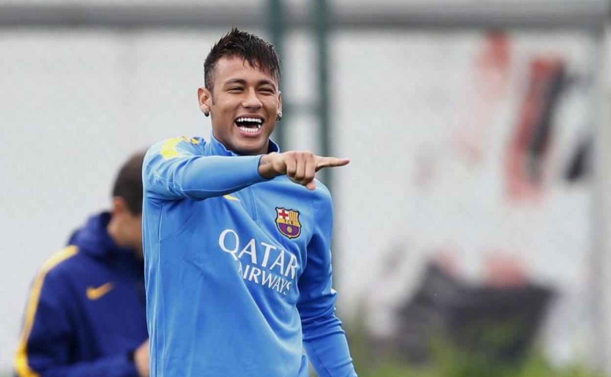 Neymar, durante un entrenamiento durante su etapa en el Barcelona. 