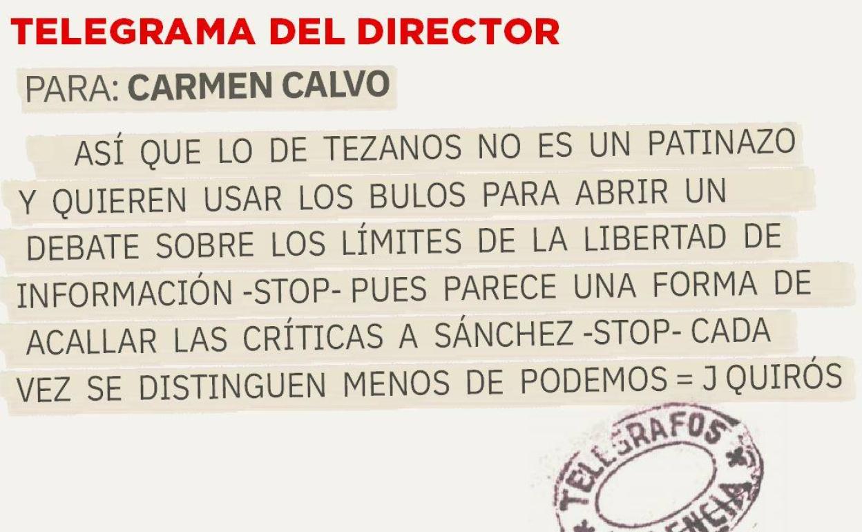 Telegrama para Carmen Calvo