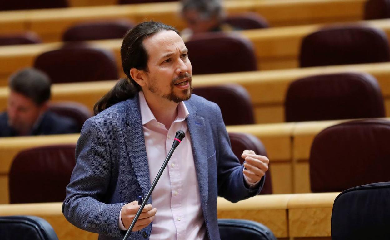 Pablo Iglesias, durante la sesión de control al Gobierno en el Senando.