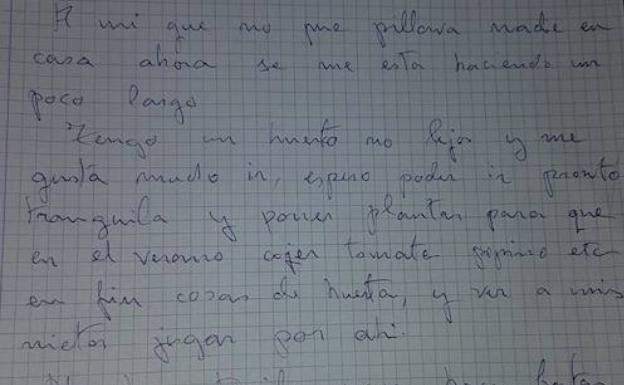 Extracto de una de las carta de Nati a Miriam