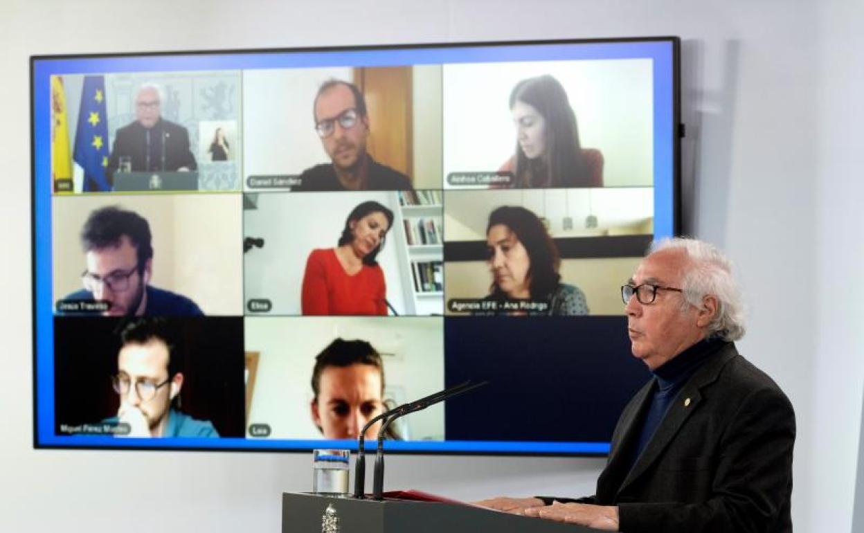 El ministro de Universidades, durante su rueda de prensa. 