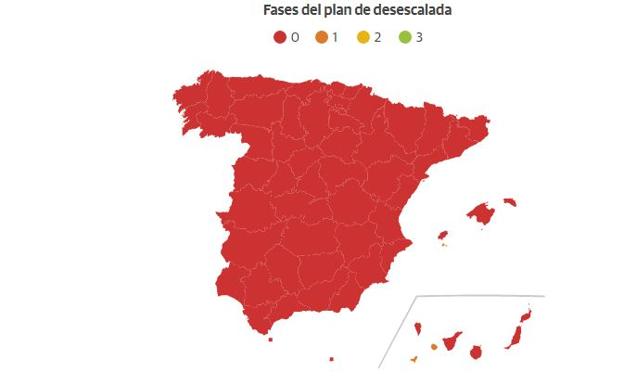 Qué provincias pasan a la Fase 1: el mapa de la desescalada en España