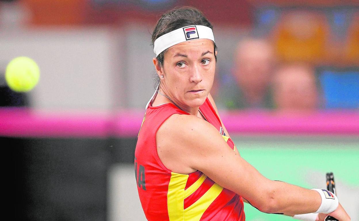 Silvia Soler, durante un partido con el equipo español.