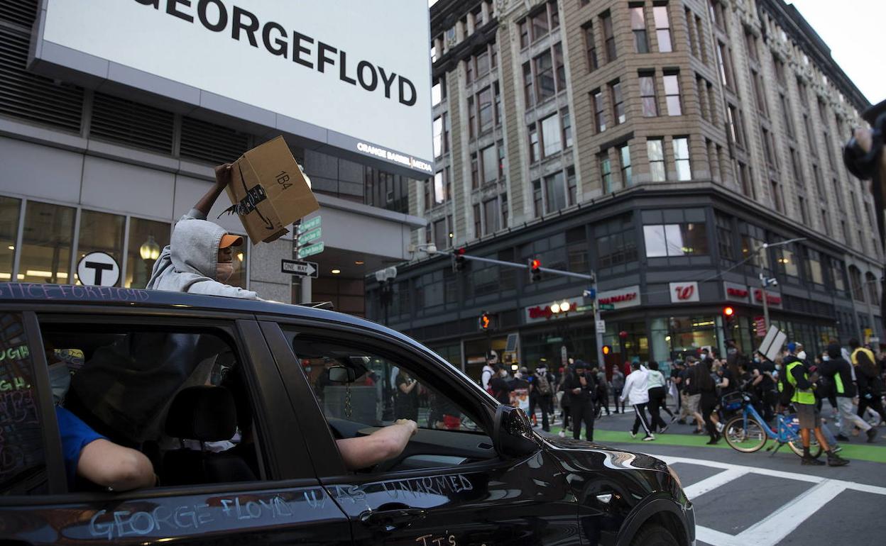 Una de las protestas contra la muerte de George Floyd en Boston. 