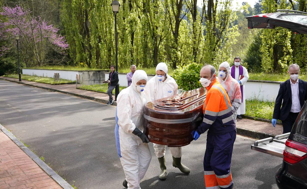 Entierro de un fallecido por coronavirus en Vizcaya.