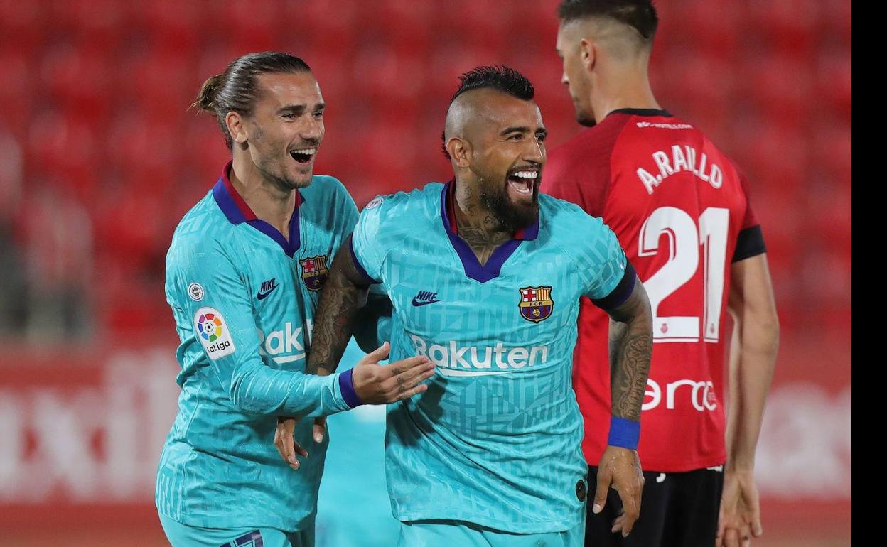 Arturo Vidal fue el goleador en el partido frente al Mallorca en el reinicio de LaLiga. 