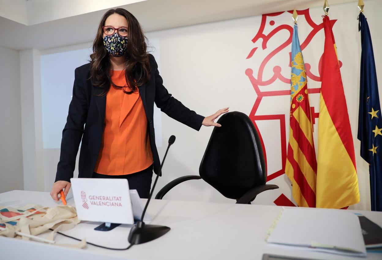 La vicepresidenta de la Generalitat y portavoz del Consell, Mónica Oltra, ayer. efe