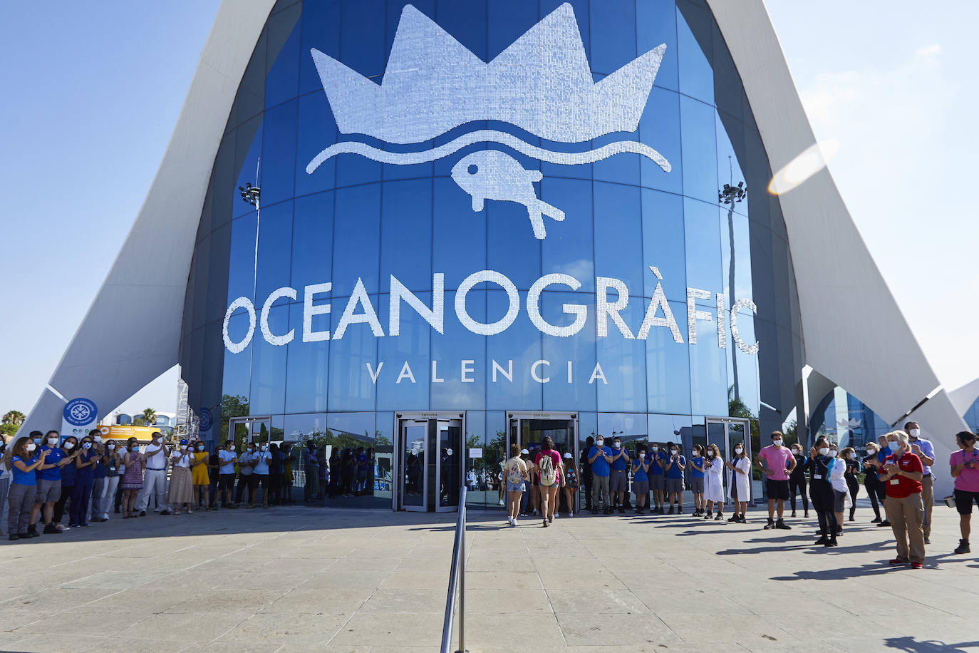 El Oceanogràfic de Valencia ha reabierto este miércoles al público después de estar 110 días cerrado por la pandemia del coronavirus, y lo ha hecho con un preventa de casi mil entradas y confiando en que las circunstancias permitan «rescatar, poco a poco, el brillo y la importancia» que tiene este parque para la Ciudad de las Artes y las Ciencias. 