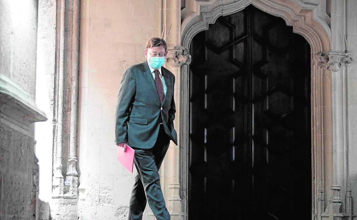 El presidente Ximo Puig, ayer, en el Palau de la Generalitat. 