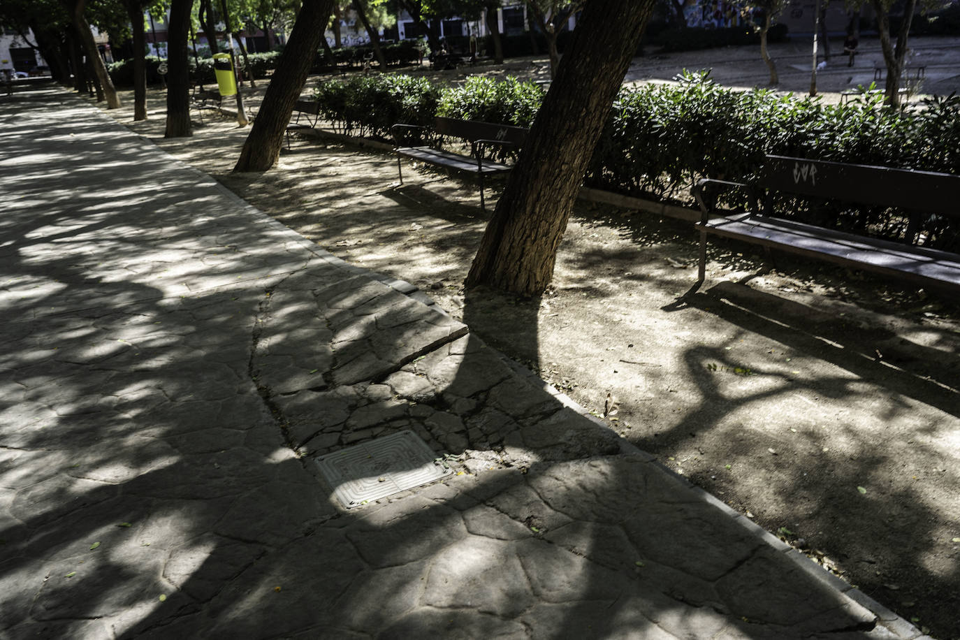 Plaza Manuel Granero | Estado actual del parque. El Ayuntamiento de Valencia ha sacado a licitación su remodelación por un importe de 600.000 euros.