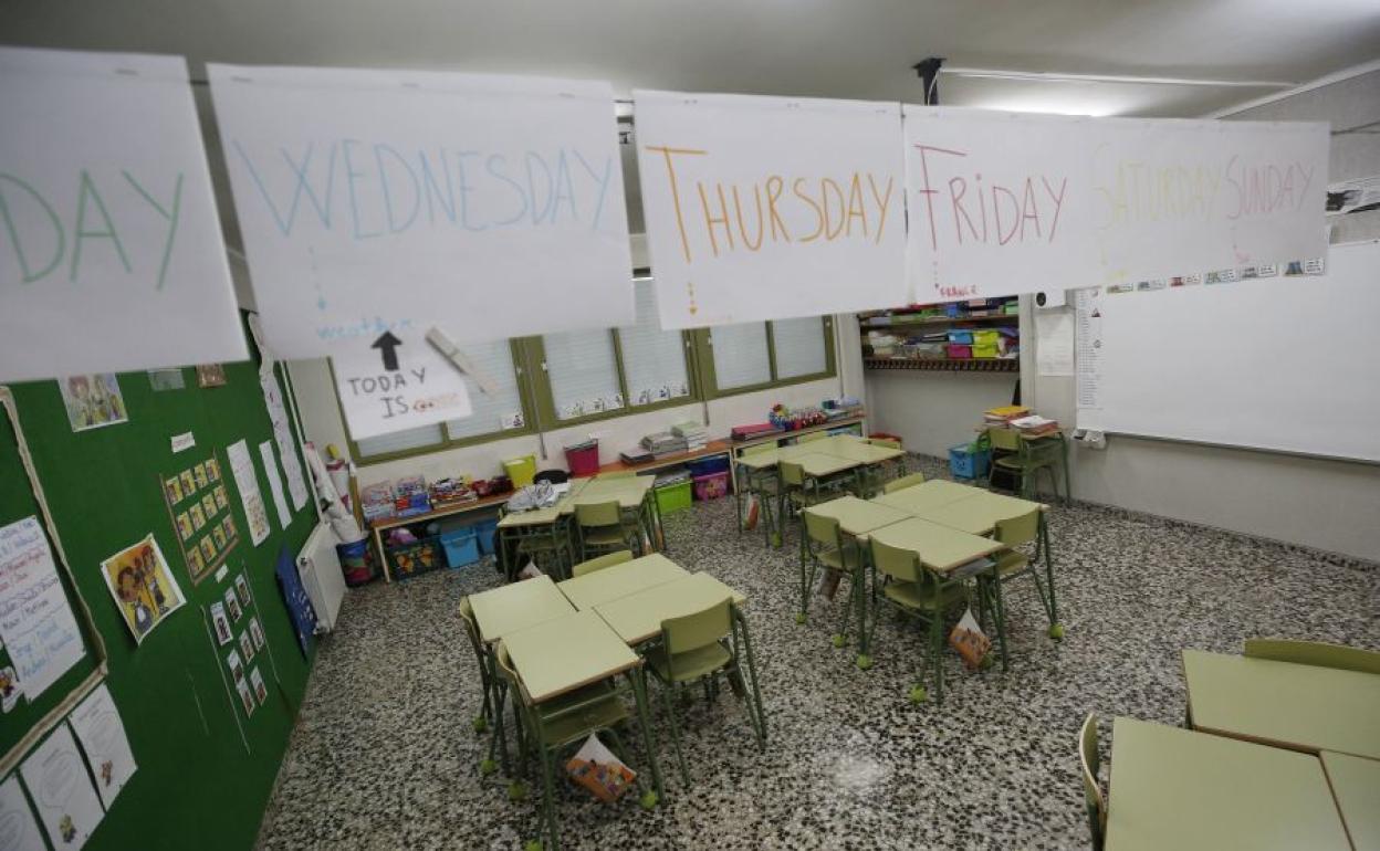 Aula de un centro escolar durante la pandemia del coronavirus.