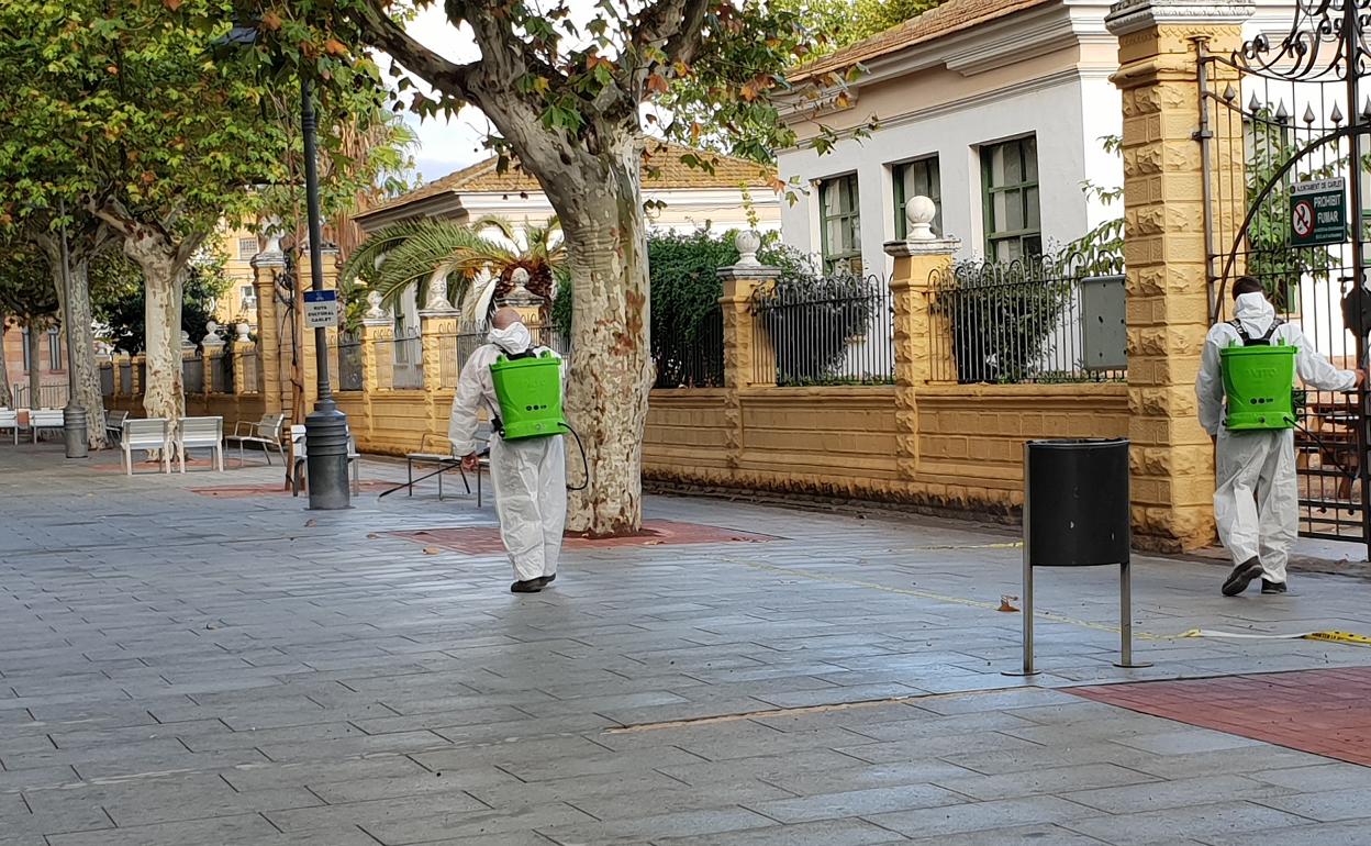 Desinfección de calles en Carlet. 