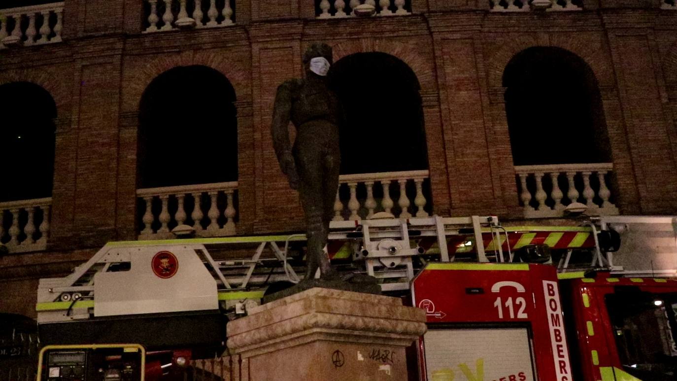 Mascarillas en las fuentes de Valencia