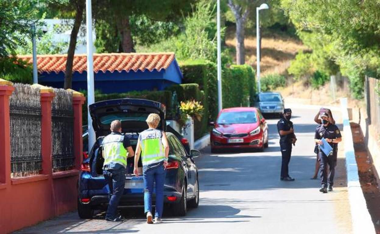 Los agentes, durante el registro.