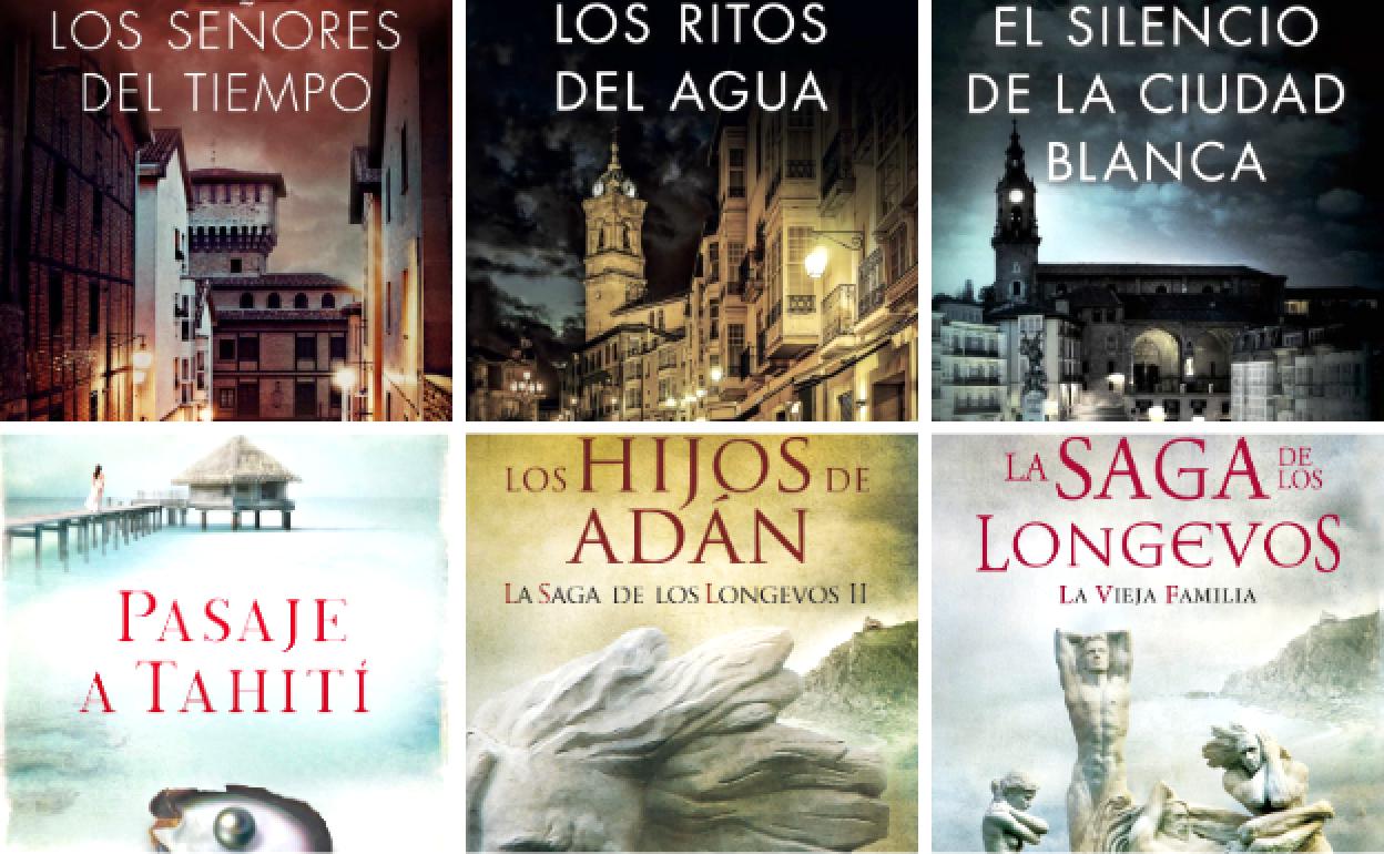 Las portadas de sus novelas. 