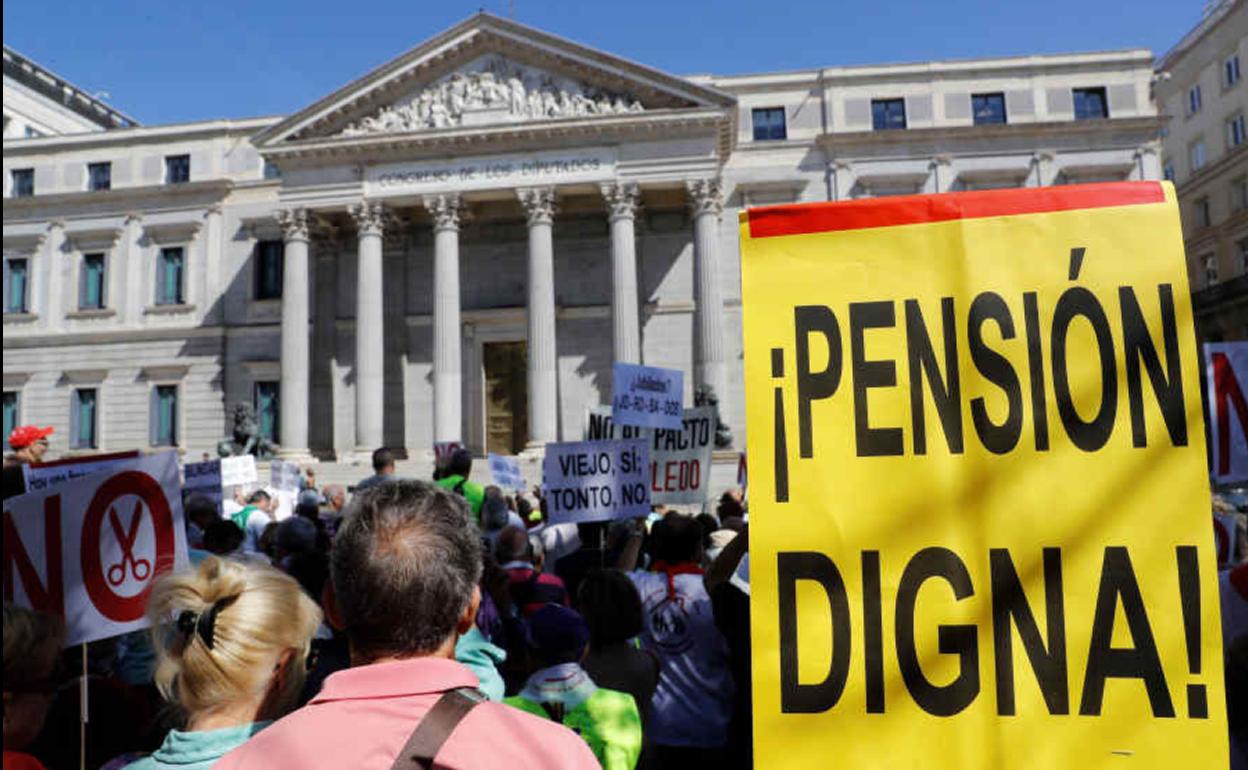 Protesta de los pensionistas en Madrid.