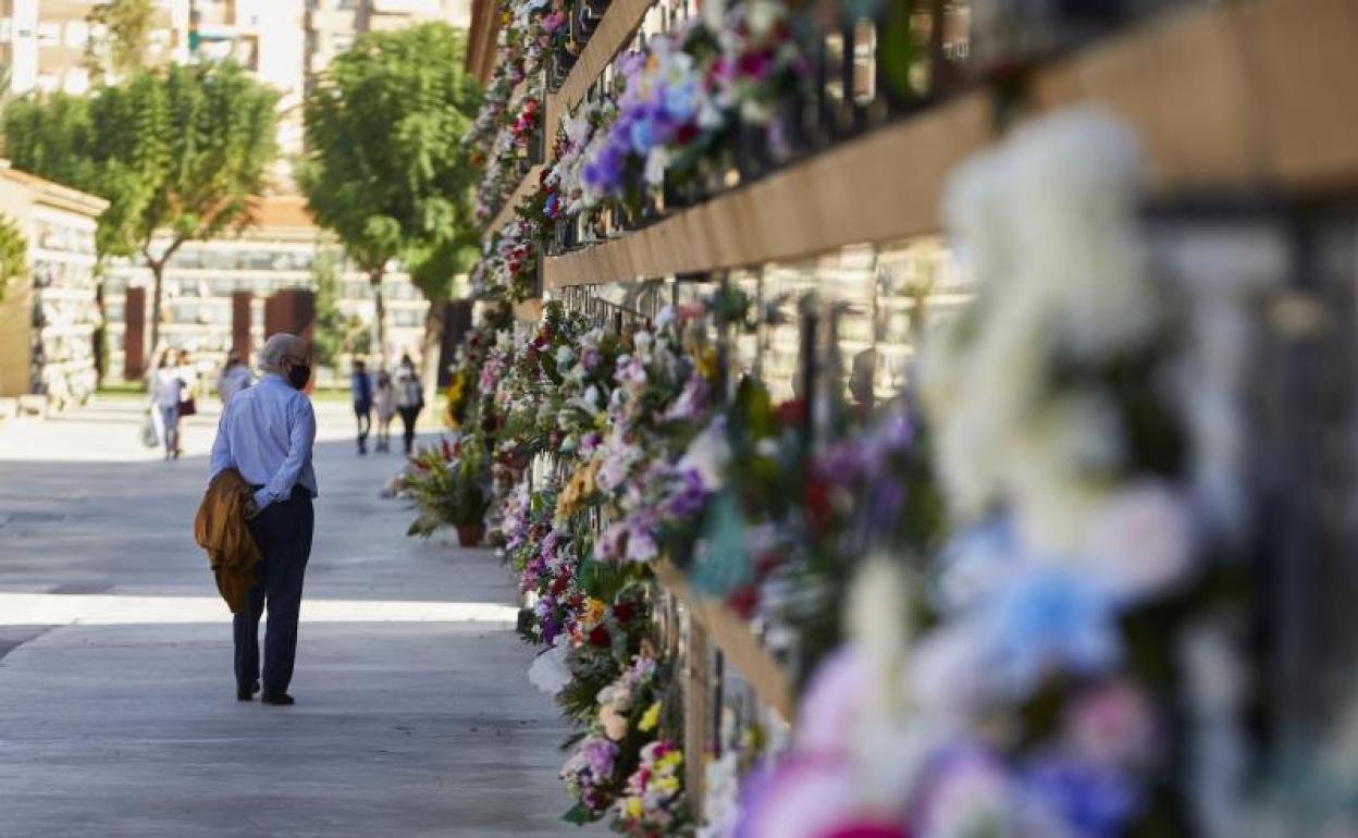 Un visitante recorre el Cementerio General, ayer por la mañana. 