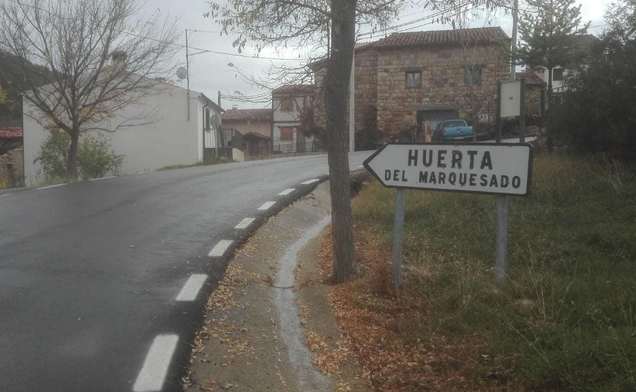 La entrada del pueblo conquense de Huerta del Marquesado. 