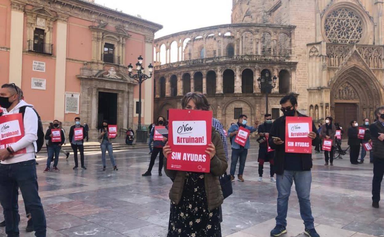 Concentración de hosteleros en Valencia. 