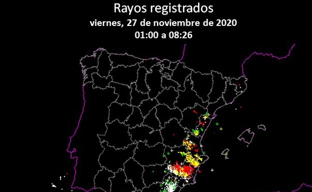 La borrasca deja 73 litros en Banyeres de Mariola y un rayo provoca un pequeño incendio en Torre de Les Maçanes