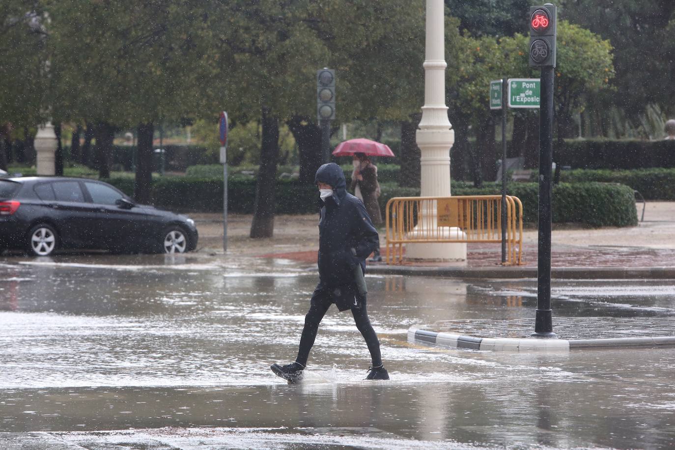 Fuerte tromba de agua en la ciudad de Valencia.