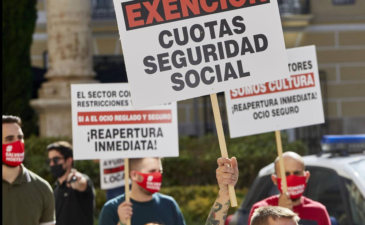 Protesta del sector del ocio nocturno en Valencia