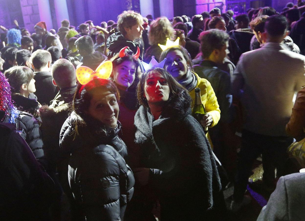 Nochevieja en la plaza del Ayuntamiento.