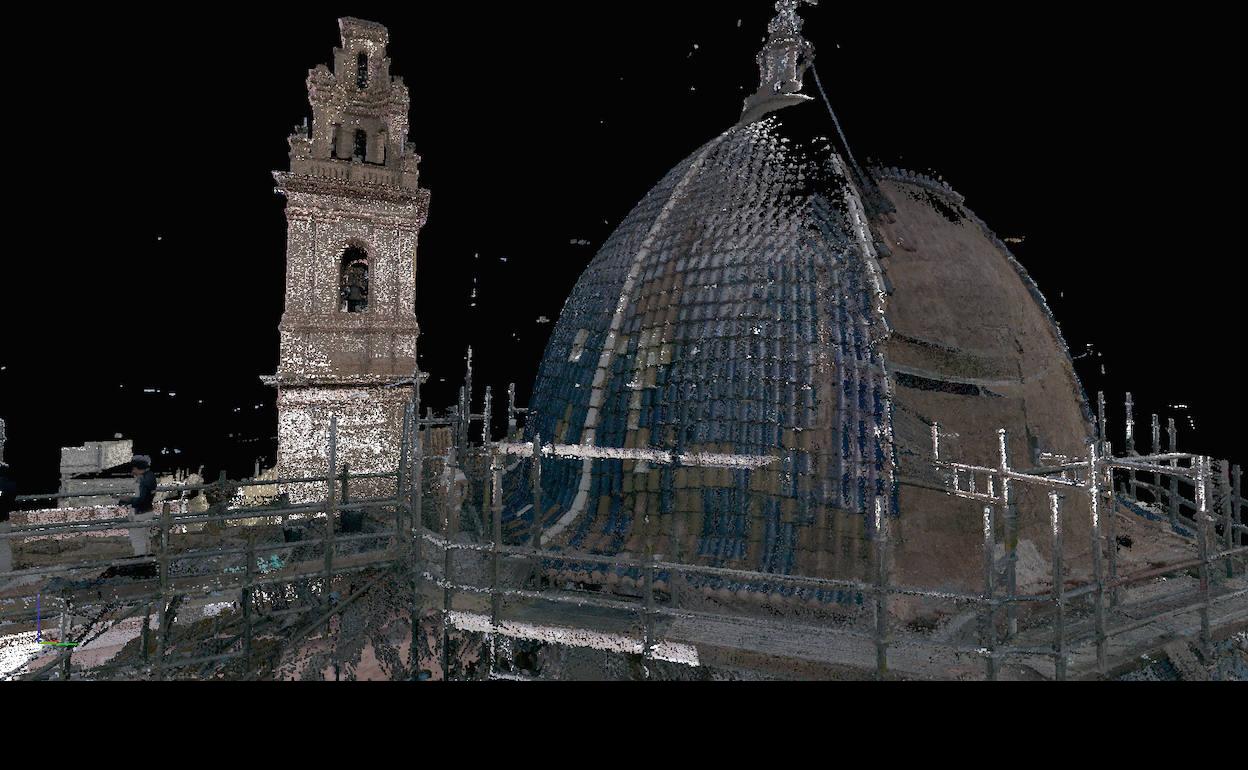 Una imagen en realidad aumentada de la cúpula del templo. 