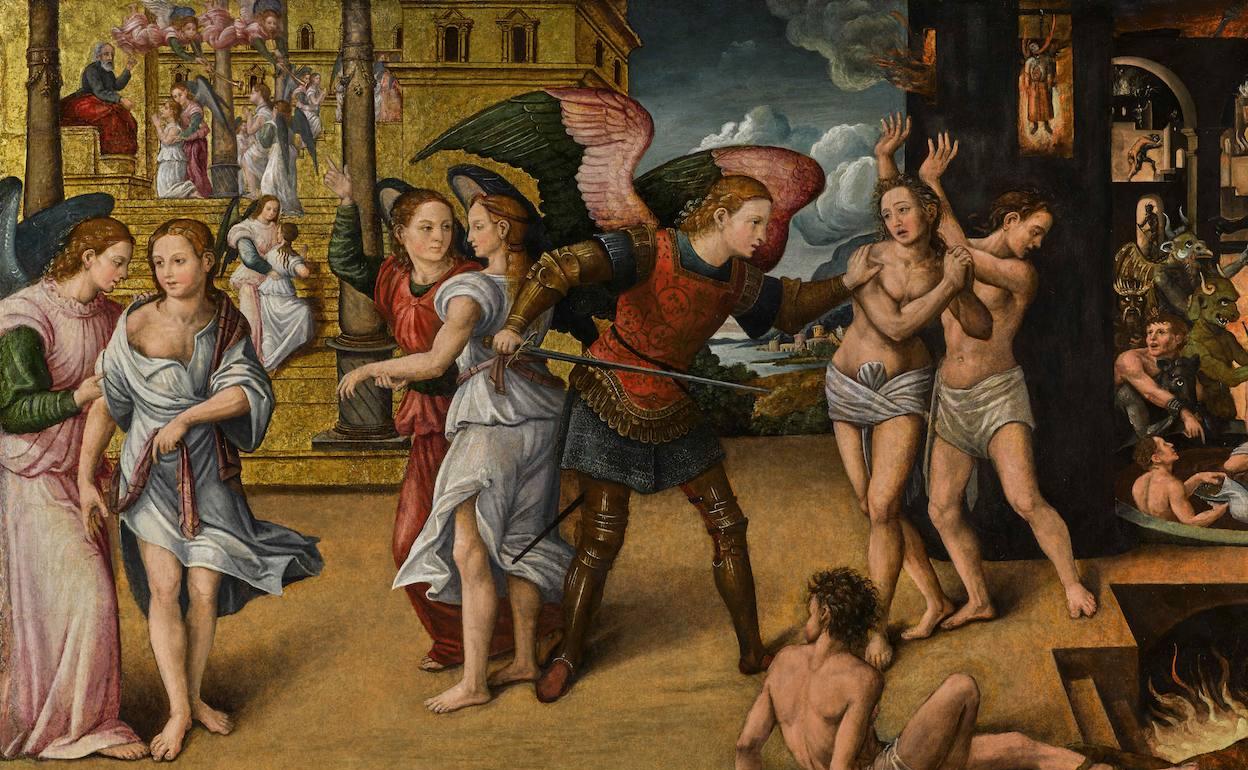 Tabla de Vicente Macip'Juicio Final con San Miguel Arcángel'. 