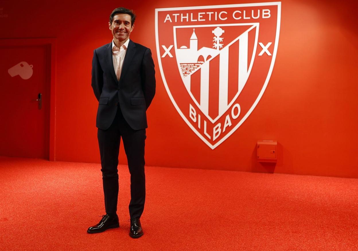 Marcelino, durante su presentación como técnico del Athletic. 