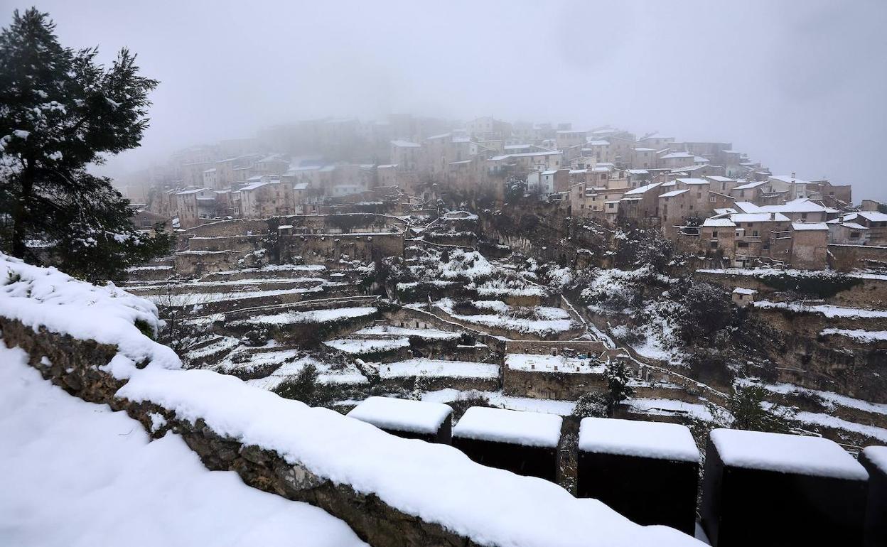 Bocairent, durante la borrasca Filomena. 