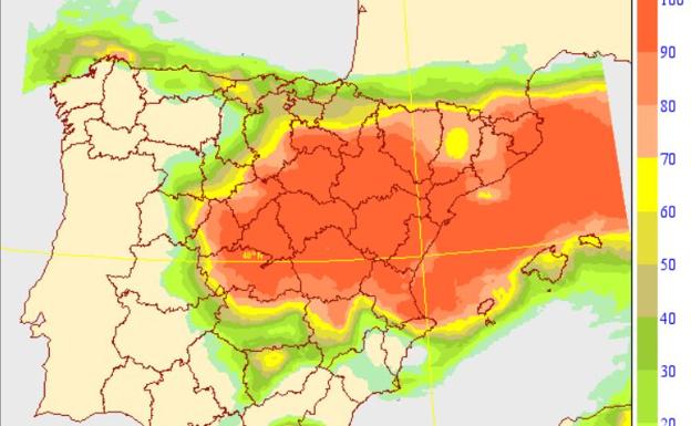 Probabilidad de nieve de más de 10 mm el sábado. 