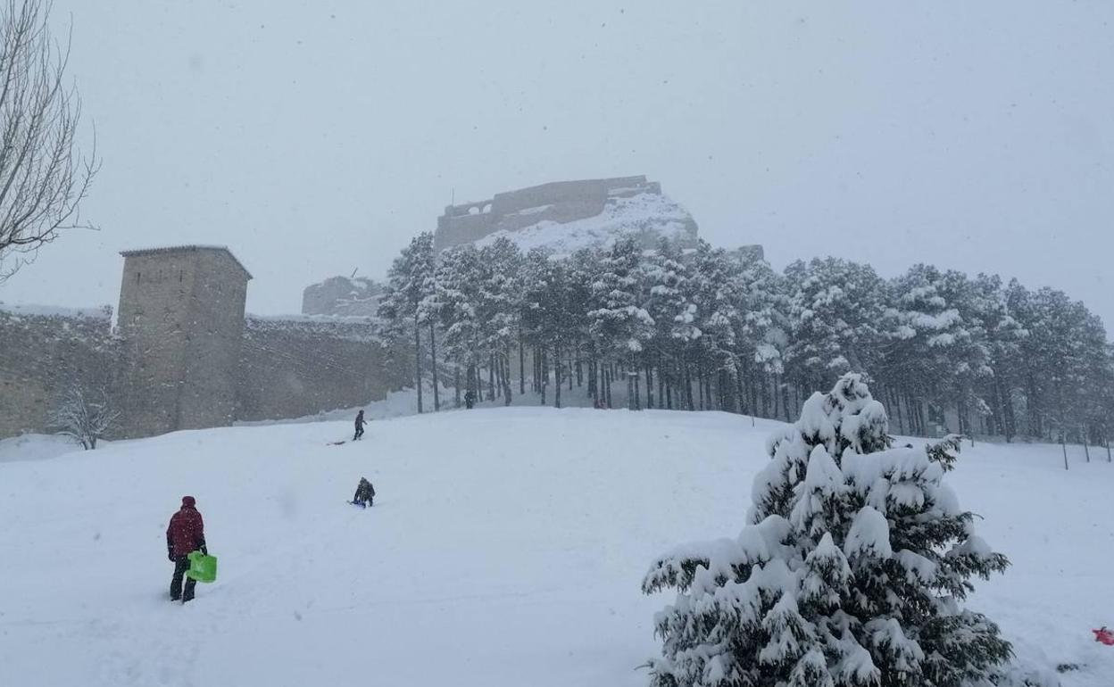 Imagen de la nevada en Morella