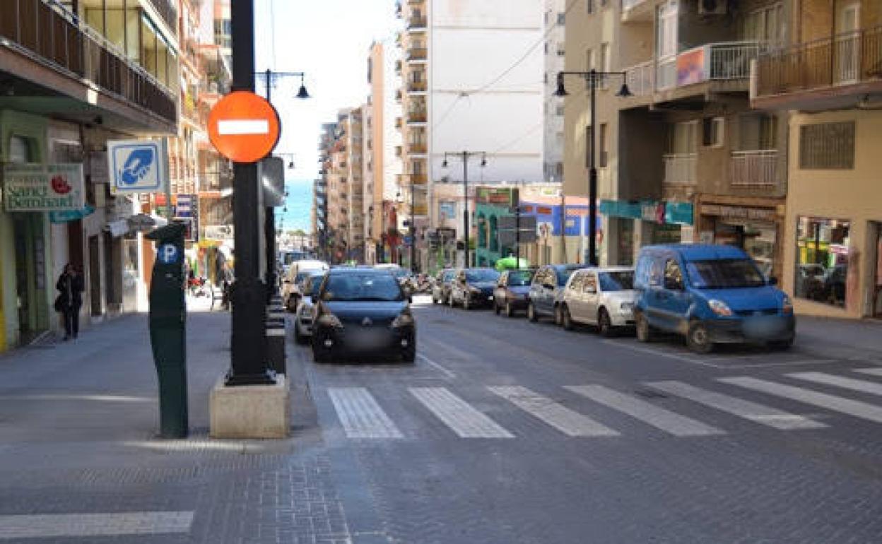 Zona de estacionamiento de pago en Calp.