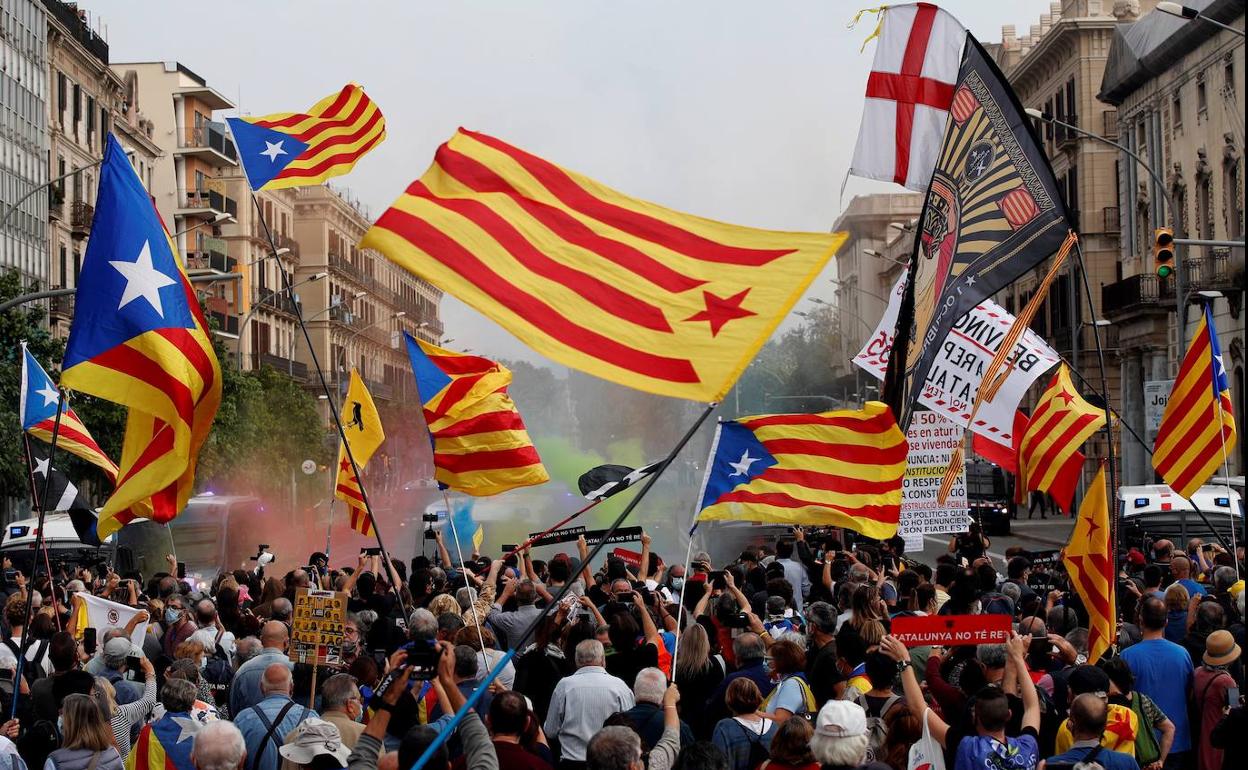 Protestas independentistas el pasado mes de octubre por la visita del Rey a Barcelona.