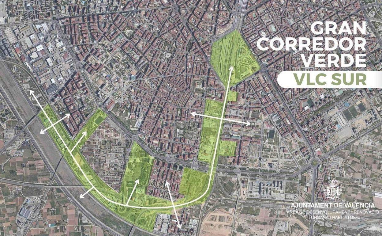 Recreación del nuevo corredor verde en la ciudad.