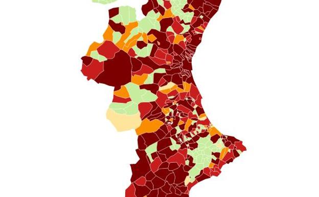 Así está la incidencia acumulada del coronavirus en todos los municipios de la Comunitat Valenciana